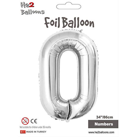 0 Rakam Gümüş Folyo Balon 34"