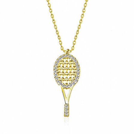 Supertrend Gümüş Gold Tenis Raketi Kadın Kolye