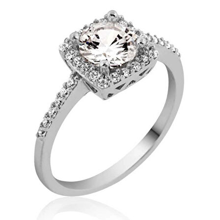 Supertrend Gümüş Kare Tek Taş Kadın Yüzük