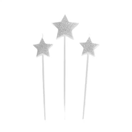 Gümüş Yıldızlar Mum Seti