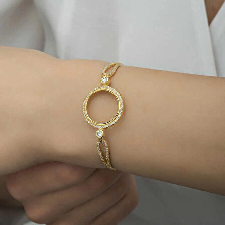 Supertrend Gümüş Çeyrek Takılabilen Altın Kaplama Kadın Bileklik