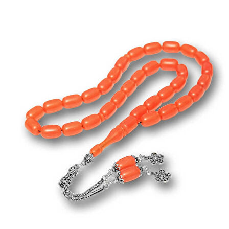 Supertrend Gümüş Püsküllü Kapsül Kesim Sıkma Kehribar Tesbih