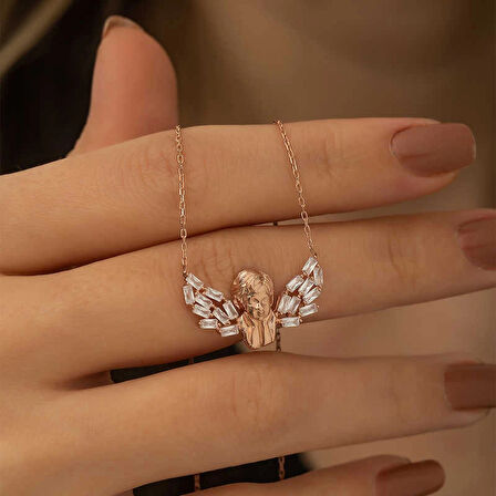Supertrend Gümüş Rose Kanatlı Melek Kolye