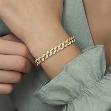 Supertrend Gümüş Gold Taşlı Gurmet Kadın Bileklik