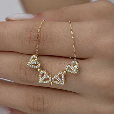 Supertrend Gümüş Gold Kalpli Açılabilen Yonca Kadın Kolye