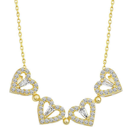 Supertrend Gümüş Gold Kalpli Açılabilen Yonca Kadın Kolye