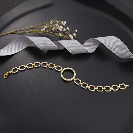 Supertrend Gümüş Çeyrek Takılabilen Altın Kaplama Kadın Bileklik