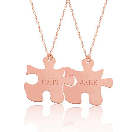 Supertrend Gümüş Rose Kişiye Özel Puzzle İsimli Kolye