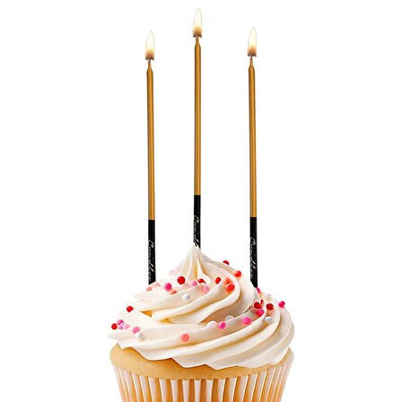 Metalik Siyah Altın Doğum Günü Mumu