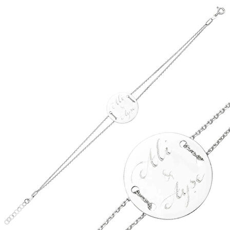 Supertrend Gümüş İsimli Yuvarlak Plaka Kadın Bileklik