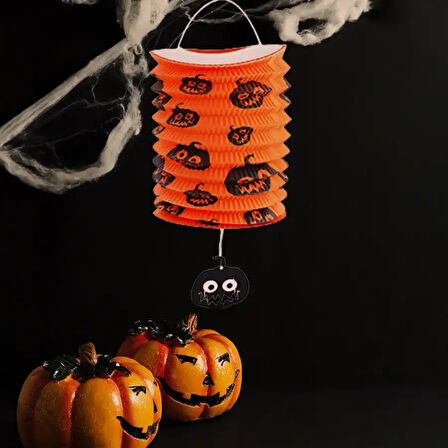 Halloween Bal Kabağı Desenli Turuncu Gemici Fener