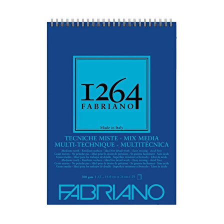 Supertrend 1264 Mix Media Üstten Spiralli Çok Amaçlı Eskiz Çizim Defteri 300 gr. A5 15 yaprak