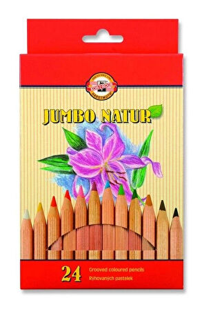 Supertrend Jumbo Naturel Kalın Kuru Boya Kalemi Seti 24 Renk