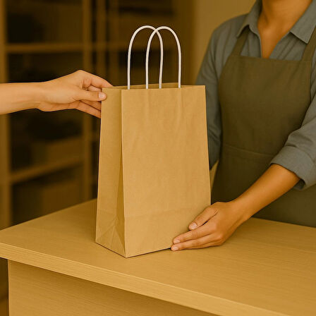 Supertrend Kraft Çanta Naturel Küçük Boy 18x24cm 25li