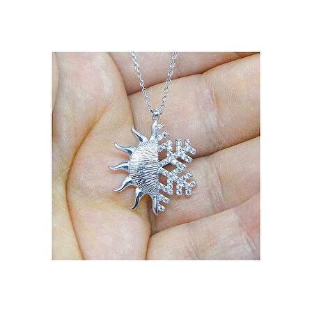 Supertrend Gümüş Güneş Kartanesi Kadın Kolye