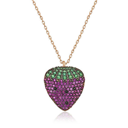 Supertrend Gümüş Rose Çilek Kadın Kolye