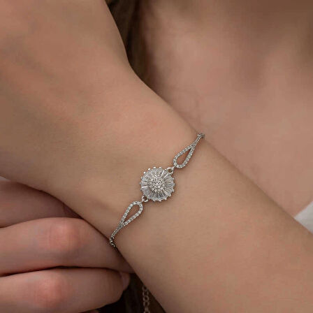 Supertrend Gümüş Rodyum Baget Taşlı Sonsuzluk Bileklik