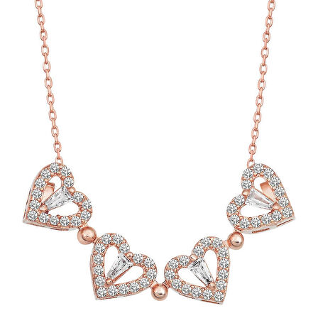 Supertrend Gümüş Rose Kalpli Açılabilen Yonca Kadın Kolye