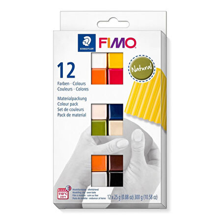 Supertrend Fimo Soft Polimer Kil Seti 12 Renk x 25 gr. Natural (Doğal) Renkler