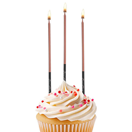 Metalik Siyah Bronz Doğum Günü Mumu