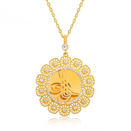 Supertrend Gümüş Tuğralı Altın Kaplama Kadın Kolye