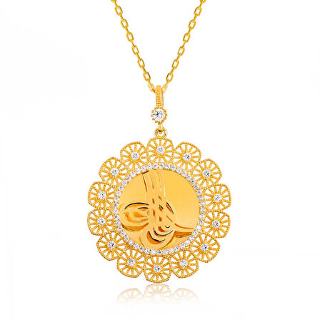 Supertrend Gümüş Tuğralı Altın Kaplama Kadın Kolye