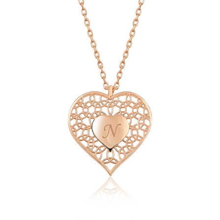 Supertrend ​gümüş Rose Kişiye Özel Kalbin İçinde Kalp Kadın Kolye