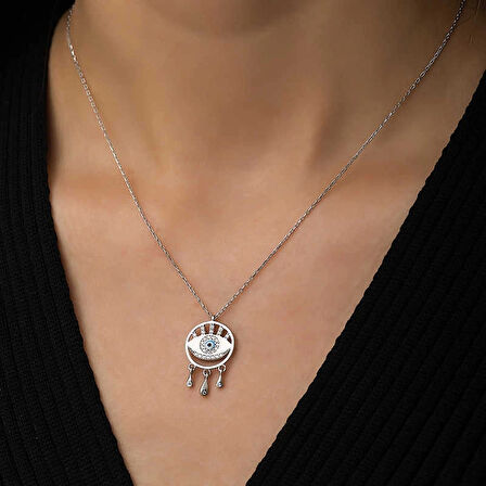 Supertrend Gümüş Nazarlı Göz Kolye