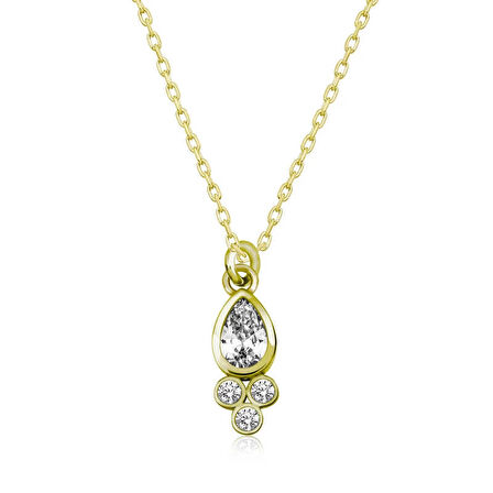 Supertrend Gümüş Gold Çiğ Damlası Tektaş Kadın Kolye