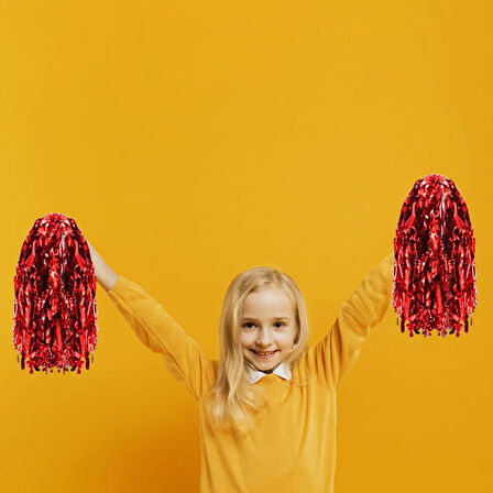 Kırmızı Metalize Gösteri Ponponu