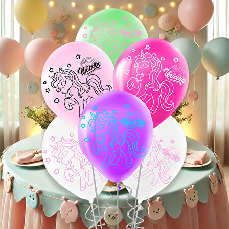 Baby Unicorn Baskılı Pastel Balon 12"