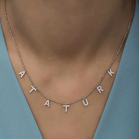 Supertrend Gümüş Atatürk Yazılı Kadın Kolye