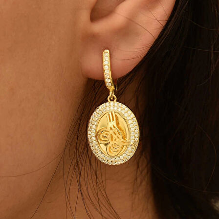 Supertrend Gümüş Tuğralı Oval Kadın Küpe