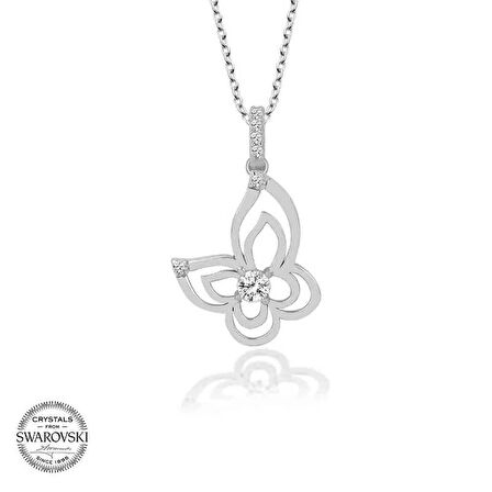 Supertrend ' Taşlı Gümüş Kelebek Kadın Kolye