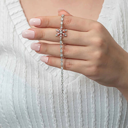 Supertrend Gümüş Kırmızı Lotus Çiçeği Su Yolu Kadın Bileklik