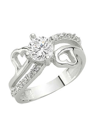 Supertrend Gümüş Kalpli Tek Taş Kadın Yüzük