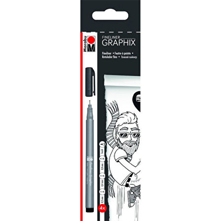 Supertrend Graphix Fineliner Çizim Kalemi Seti 4'lü Siyah (0.2-0.4-0.8-Brush)