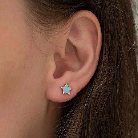 Supertrend Gümüş Fosforlu Mavi Yıldız Küpe