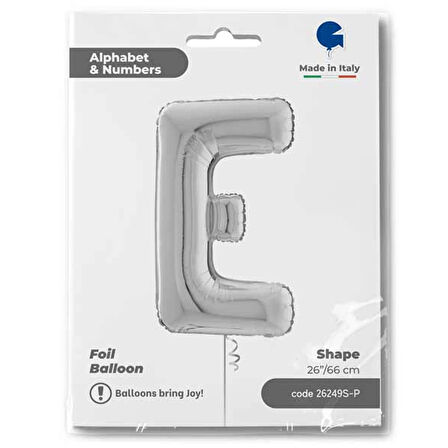 E Harf Supertrend Gümüş Folyo Balon 26"