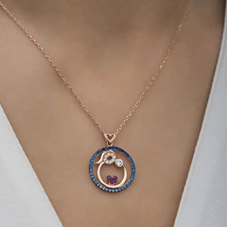 Supertrend Gümüş Rose Anne Ve Bebek Sevgisi Kadın Kolye