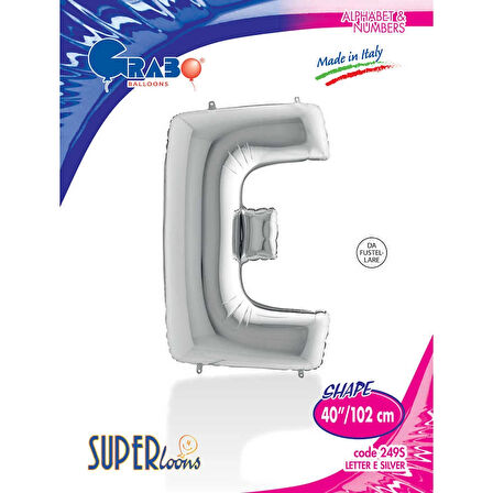 E Harf Supertrend Gümüş Folyo Balon 40"