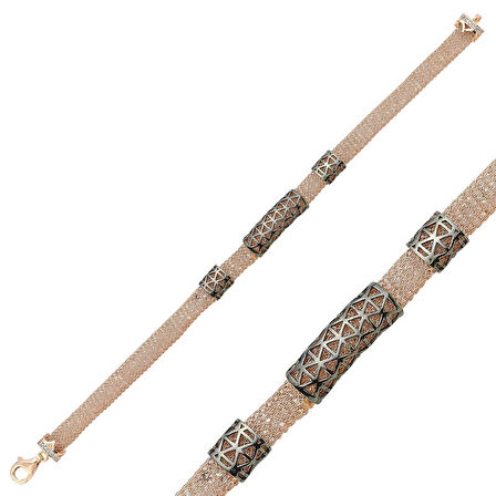 Supertrend Gümüş Rose Taşlı File Kadın Bileklik