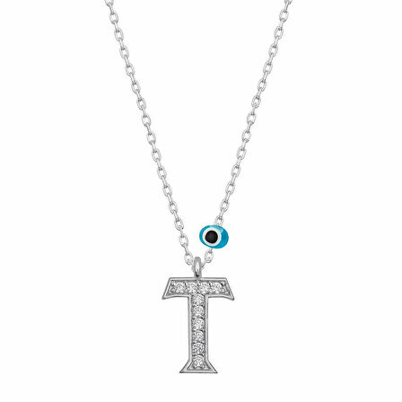 Supertrend Gümüş Nazar Rodyum T Harfi Kadın Kolye