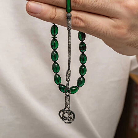 Supertrend Gümüş Kazaz Püsküllü Sıkma Kehribar Tesbih