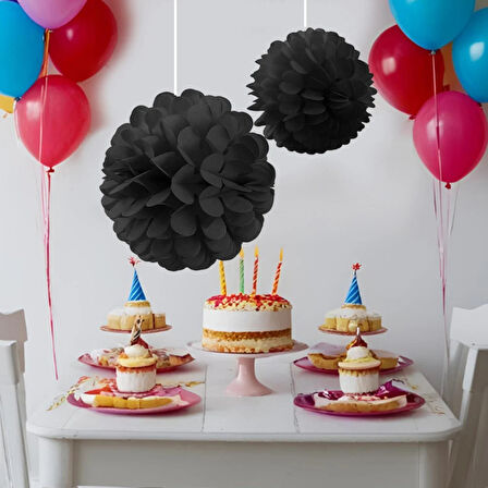 Siyah Kağıt Top Süs 2li