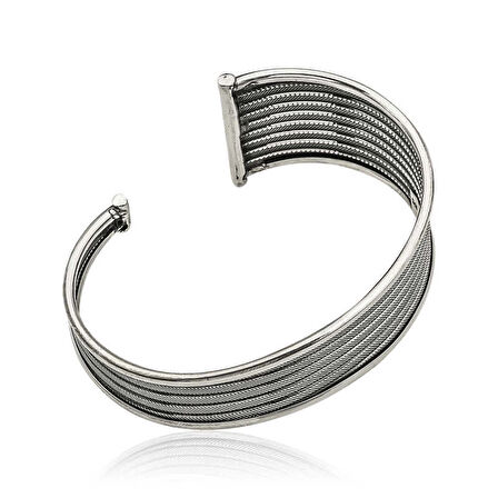 Supertrend Gümüş Eskitme Desenli Kadın Bilezik