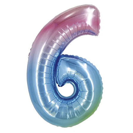 6 Rakam Rainbow Folyo Balon 40"