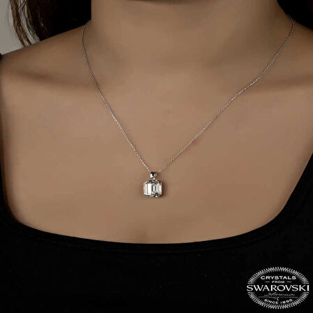 Supertrend ' Crystal Taşlı Baget Gümüş Kadın Kolye