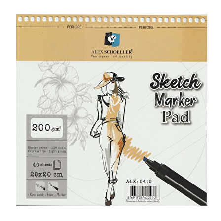 Supertrend Spiralli Sketch Marker Defteri Pad 200 gr. 20x20 cm. 40 yp.