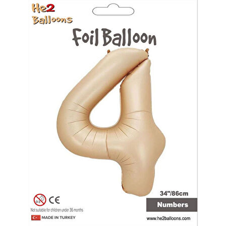 4 Rakam Karamel Folyo Balon 34"
